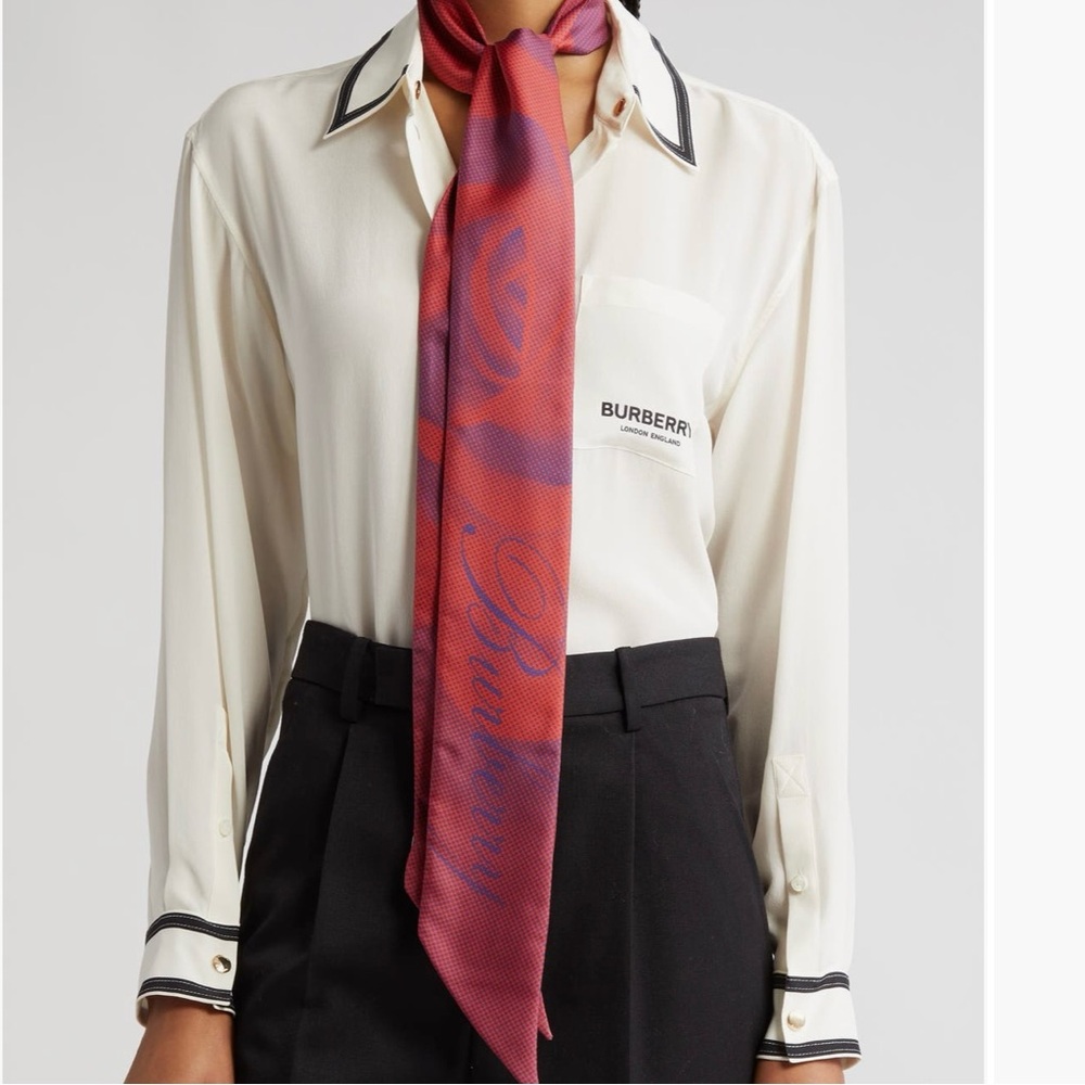 Burberry Red Silk Scarf
